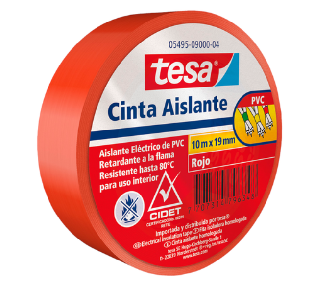 CINTA AISLANTE ROJA 19 MM X 10 MTS - TESA