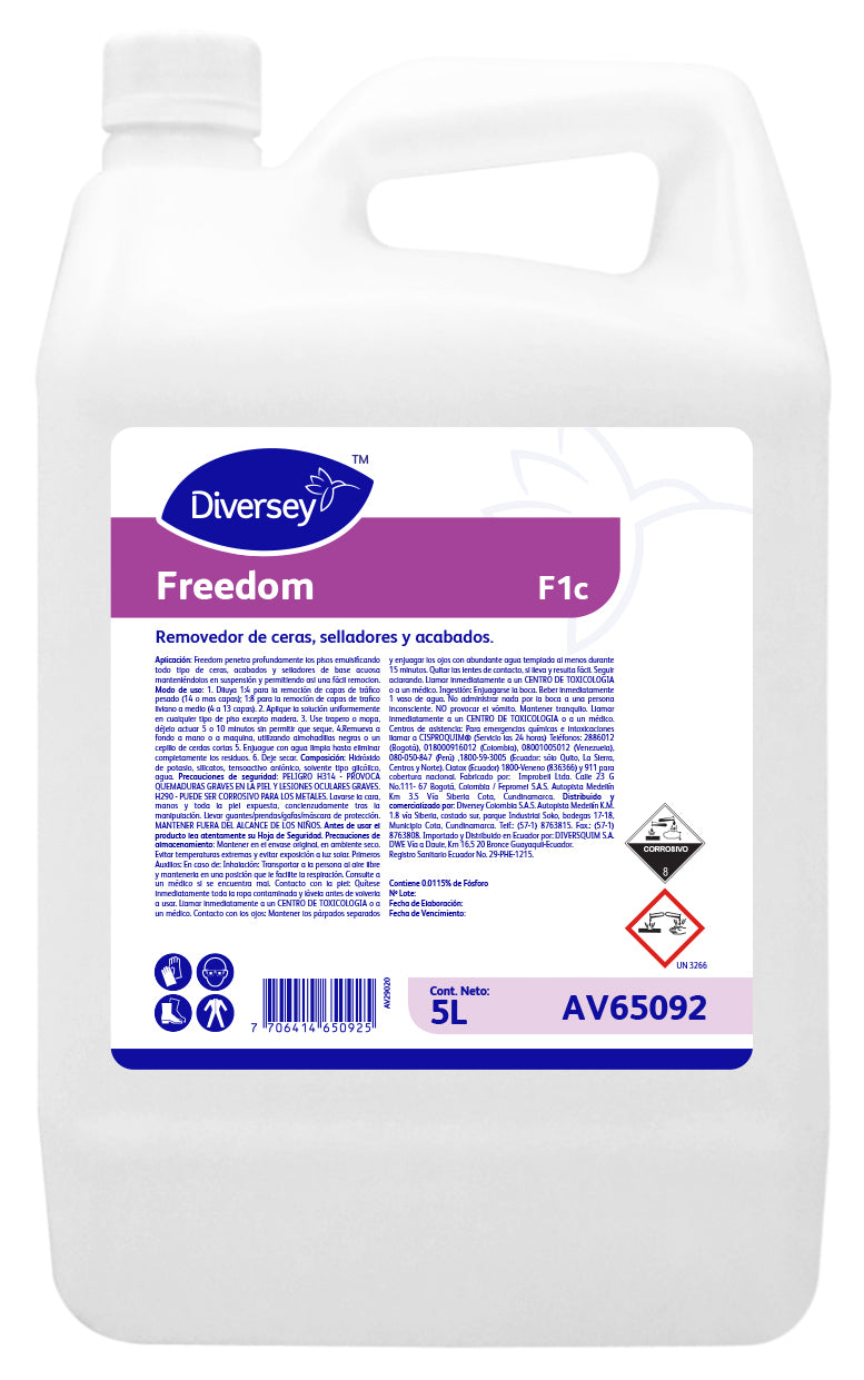 REMOVEDOR DE PISOS FREEDOM GL X 5 LITROS - DIVERSEY