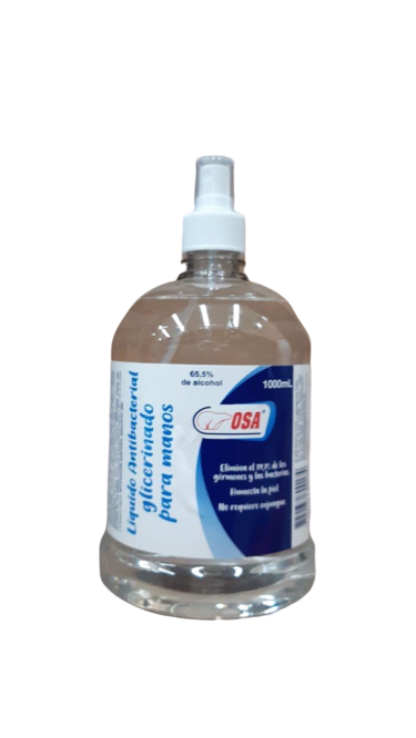 ALCOHOL GLICERINADO DESINFECTANTE PARA MANOS FCO X 1000 ML SPRAY - OSA
