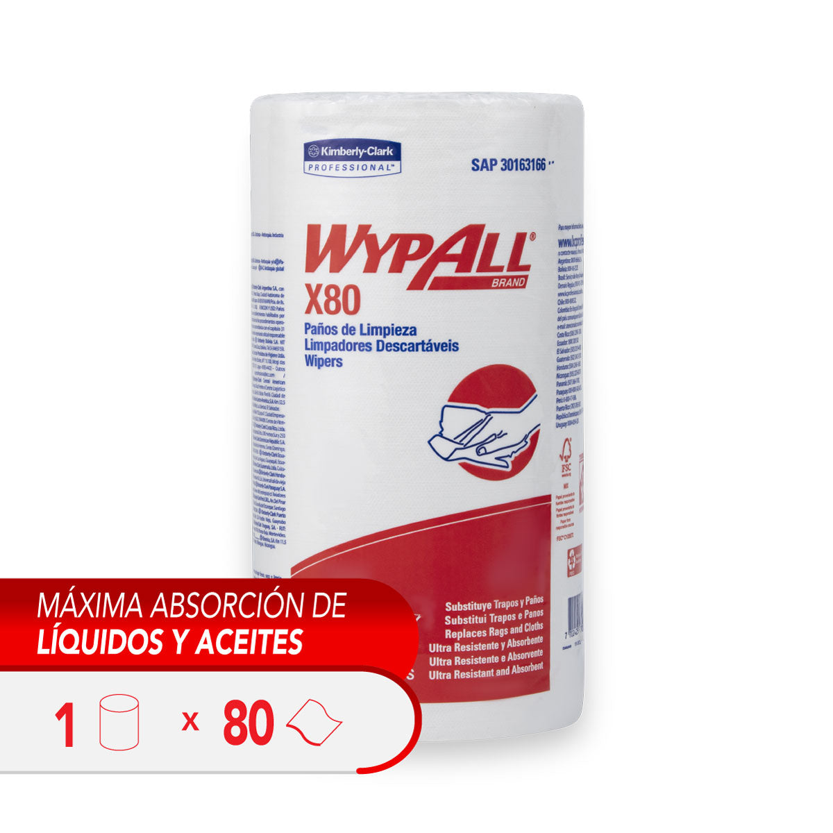 PAÑOS DE LIMPIEZA WYPALL X80 -  ROLLO X 80 PAÑOS