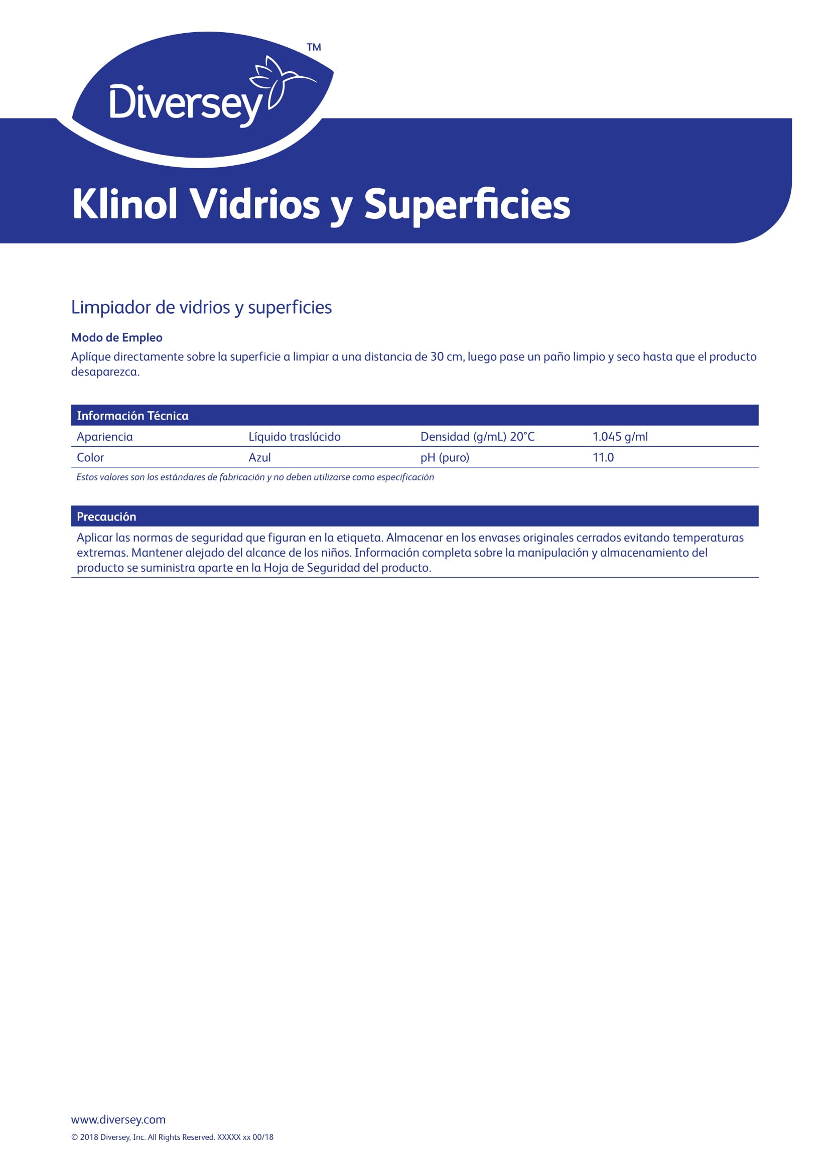 LIMPIAVIDRIOS Y SUPERFICIES KLINOL FCO X 1000 ML - DIVERSEY
