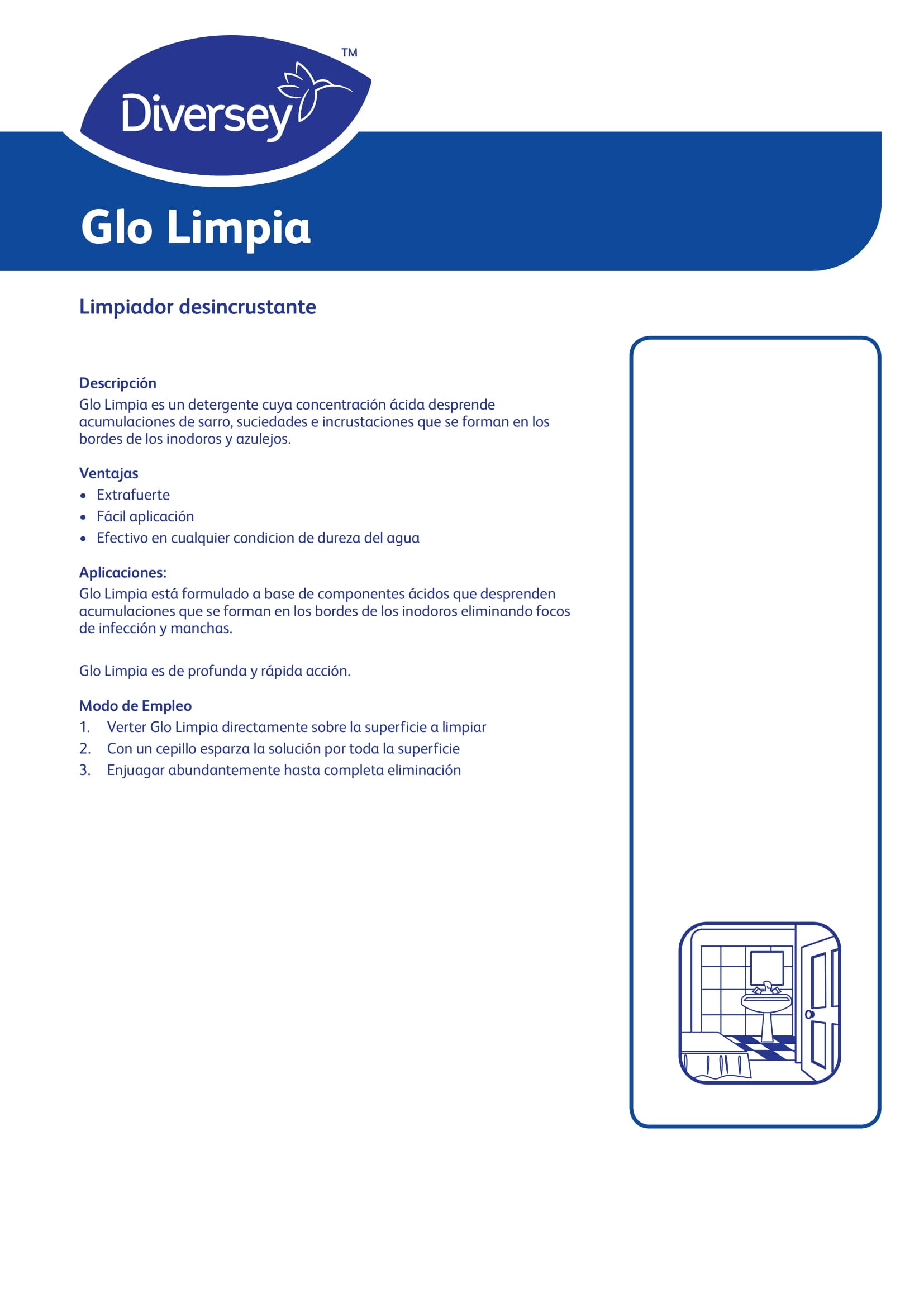 DESINCRUSTANTE Y DESMANCHADOR GLO LIMPIA FCO X 950 CC - DIVERSEY