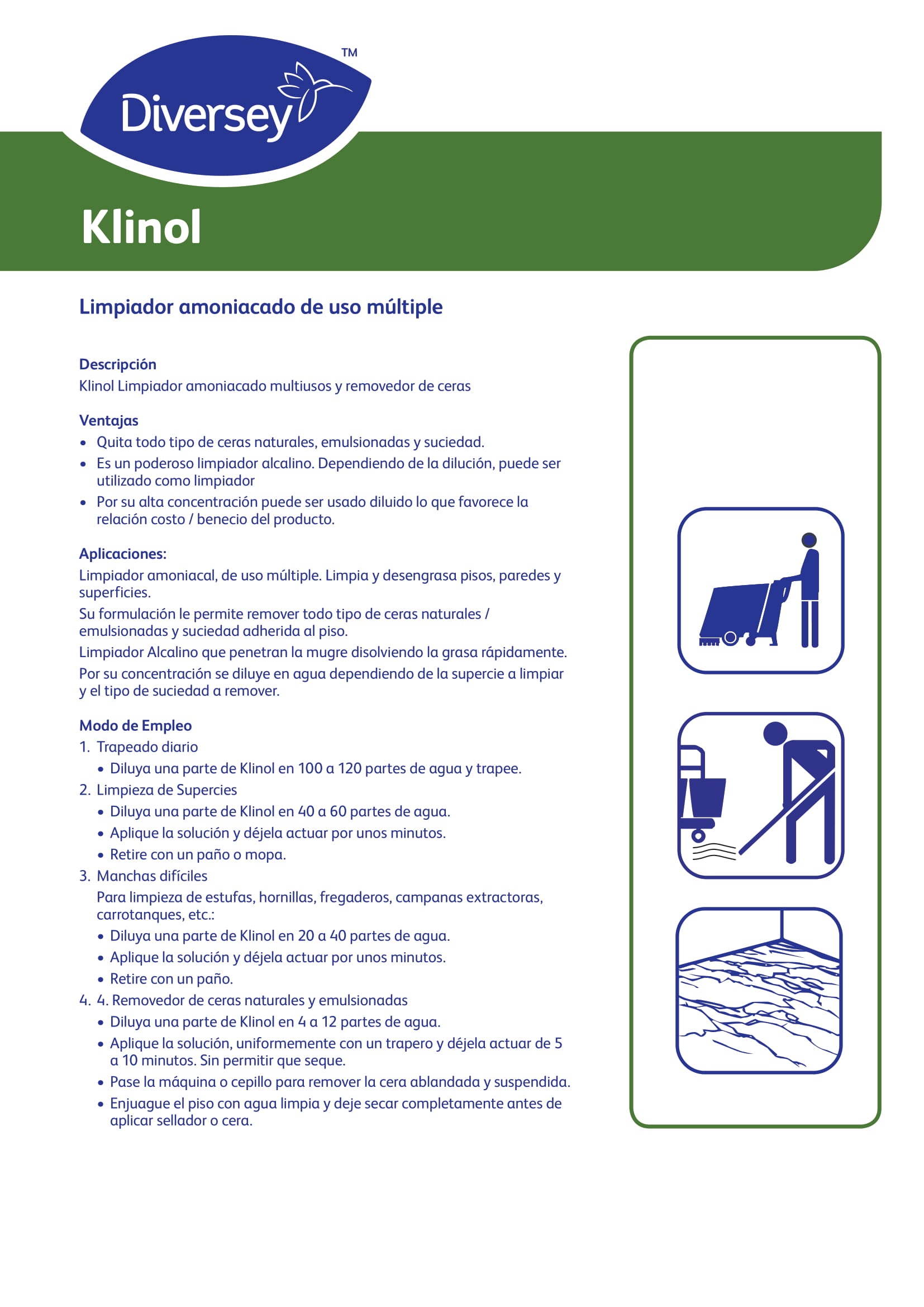 LIMPIADOR DESINFECTANTE KLINOL GL X 5 LITROS - DIVERSEY